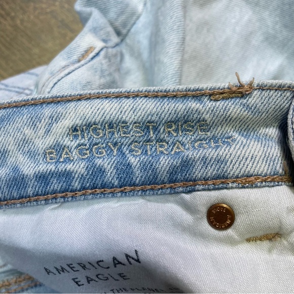 American Eagle AE Strigid Jeans Highest Waist Crossover Baggy Straight Womens 8 - Picture 11 of 12